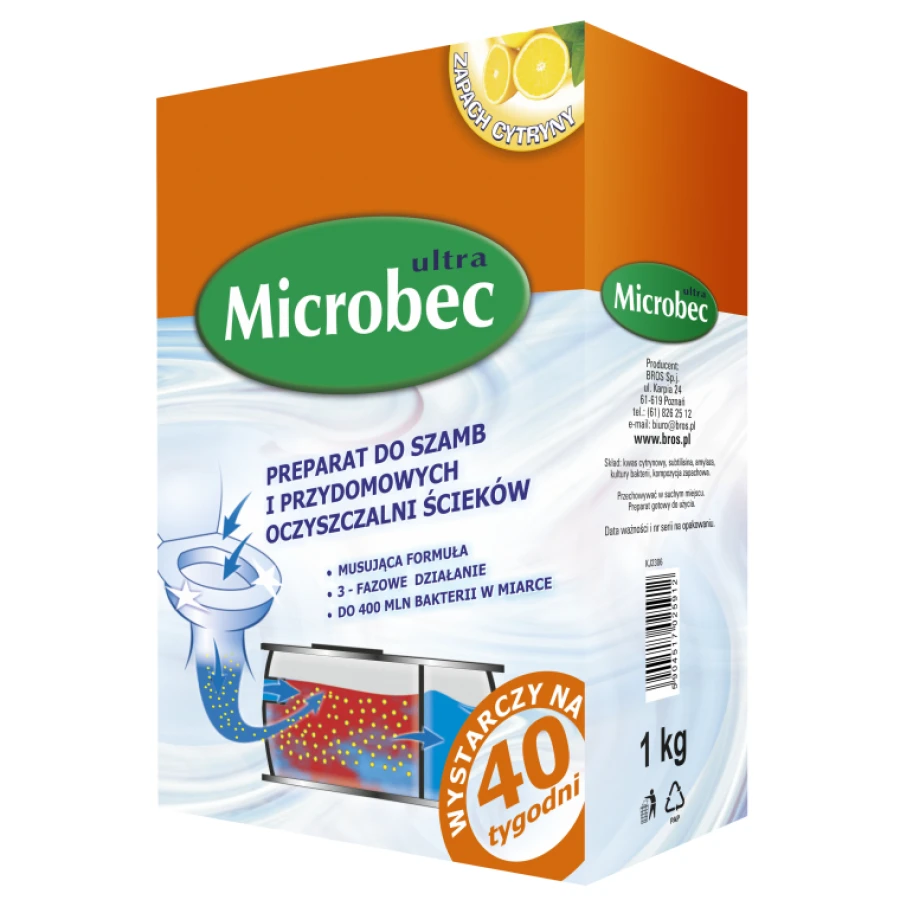 Microbec Ultra preparat do szamb i oczyszczalni ścieków 1kg + Microbec WC Bio Żel 500 ml