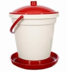Poidło 18L dla drobiu i gołębi – czerwono-białe, z zaworem pływakowym