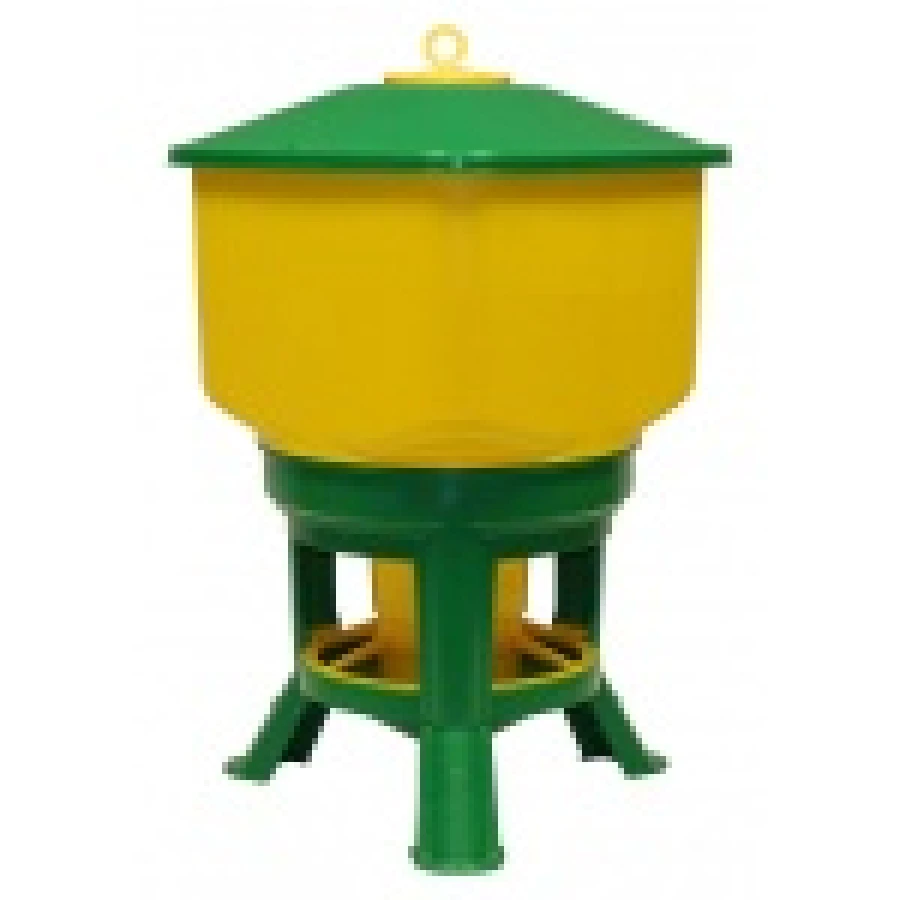Karmidło automatyczne dla drobiu, duże, 40 l, zielono żółte