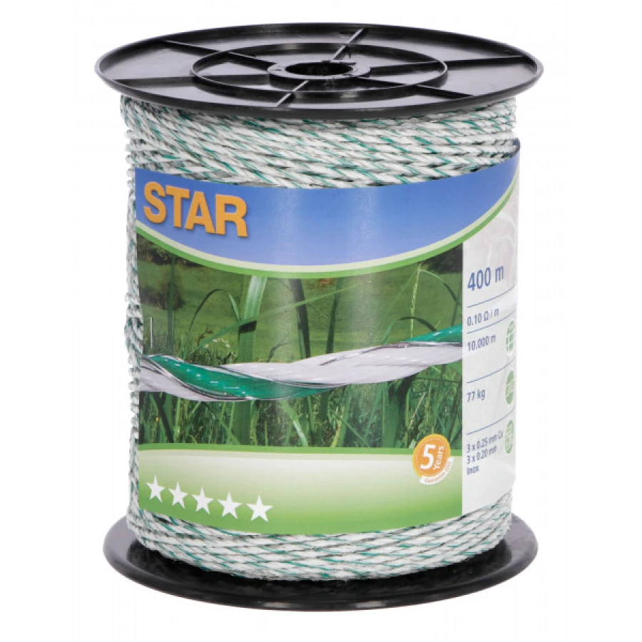 Plecionka STAR 400m, biało-zielona