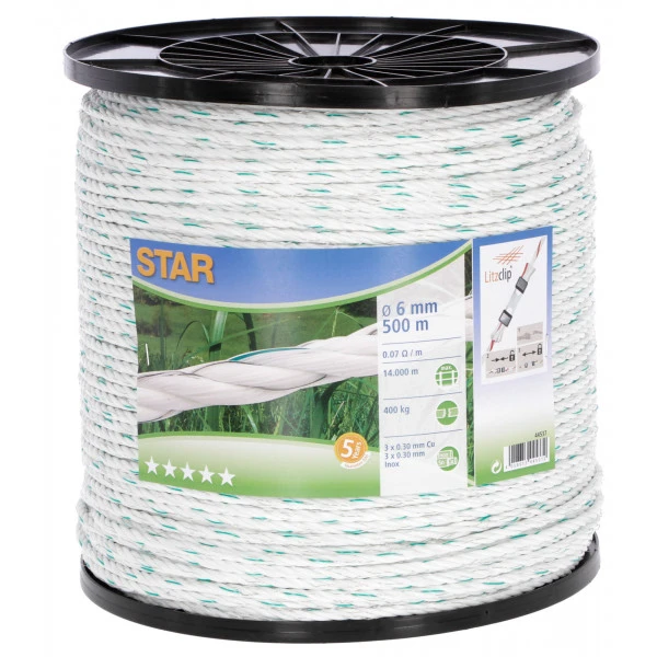 Linka STAR 500m, 6mm, biało-zielona 