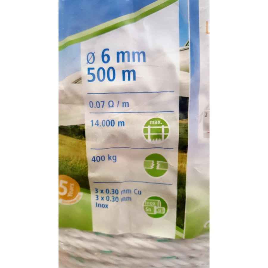 Linka STAR 500m, 6mm, biało-zielona 