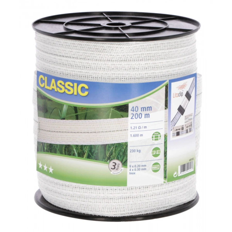 Taśma CLASSIC 200m, 40mm, biała 