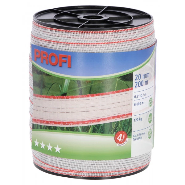 Taśma PROFI 200m, 20mm, biało-czerwona 