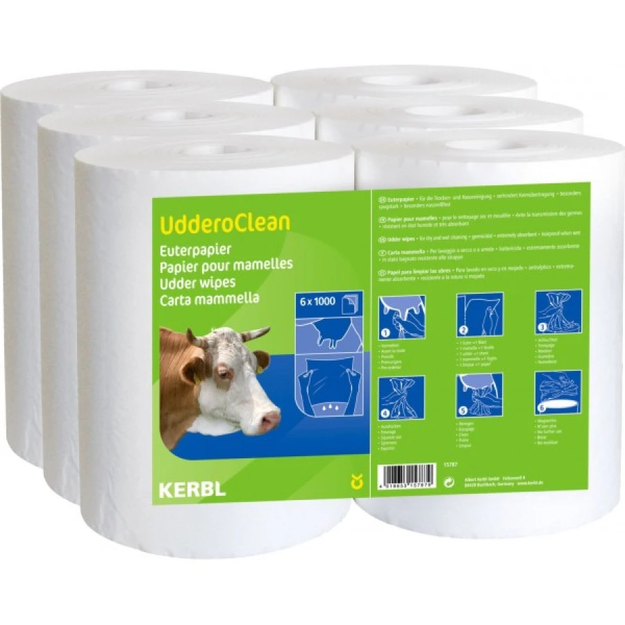 Papier do higieny wymion Uddero Clean na mokro i sucho, 21 x 21 cm, 6x1000 listków 