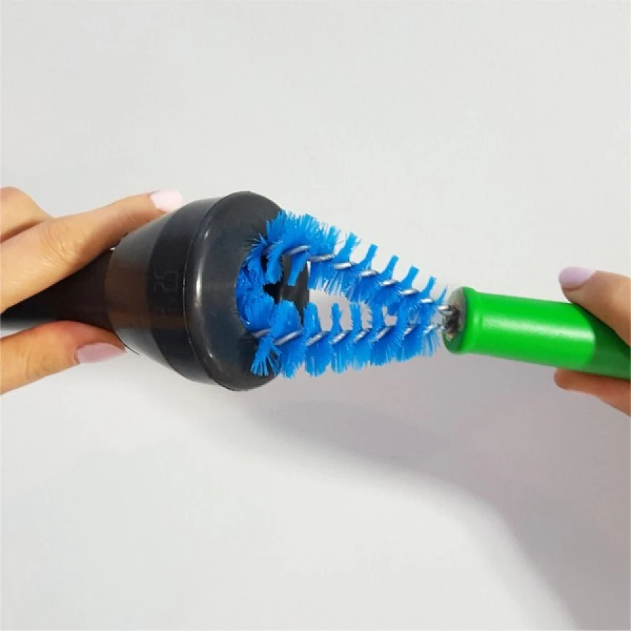 Szczotka do gum strzykowych, kołnierzowa, 20 cm, zielono - niebieska, nowy typ  