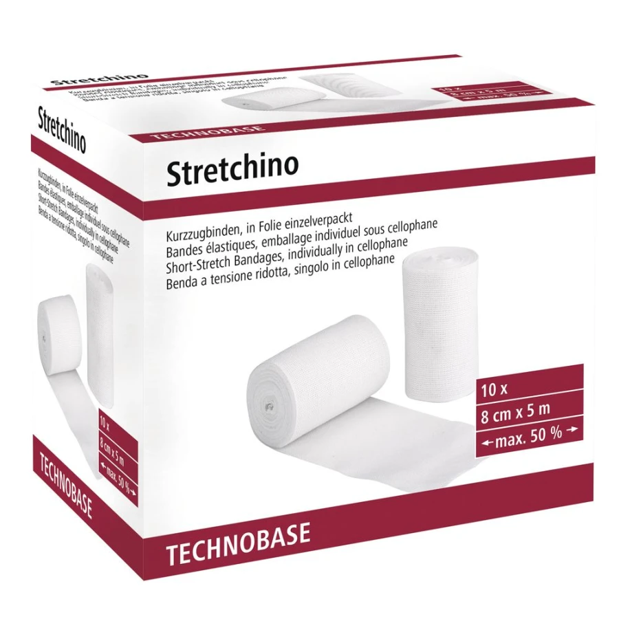 Bandaż elastyczny STRETCHINO 8 cm x 5 m – zestaw 10 szt.