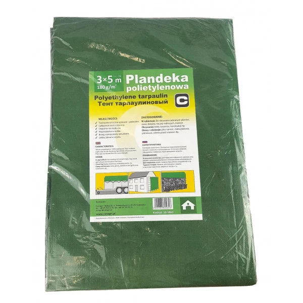 Plandeka zielona CA, 3 x 5 m, 180g
