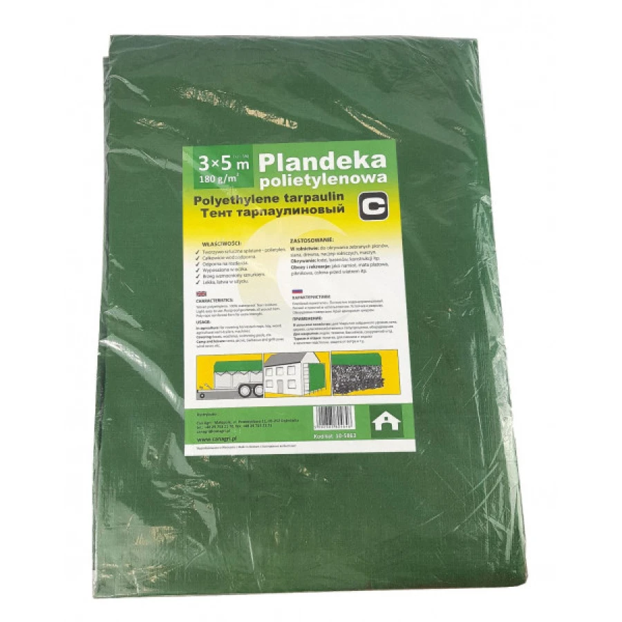 Plandeka zielona CA, 3 x 5 m, 180g