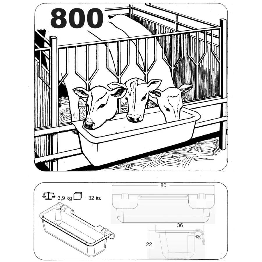 Koryto zawieszane 80 cm 32 l