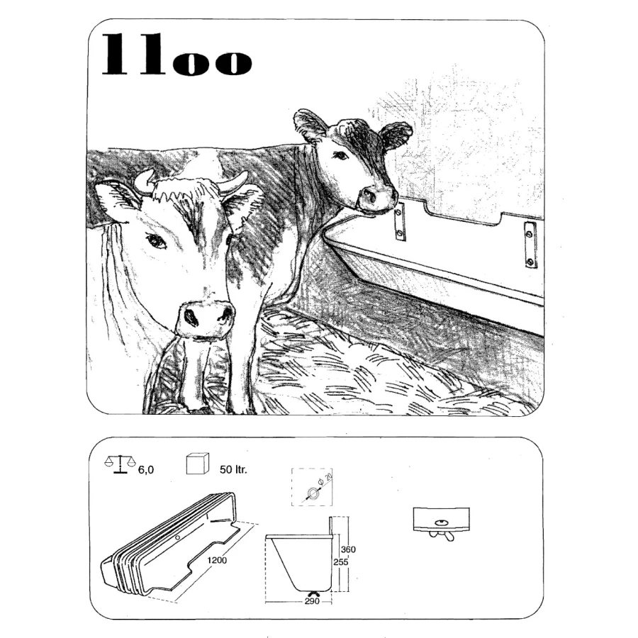 Koryto bez zawiesia, 120 cm, 50 l