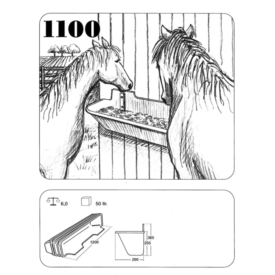 Koryto bez zawiesia, 120 cm, 50 l