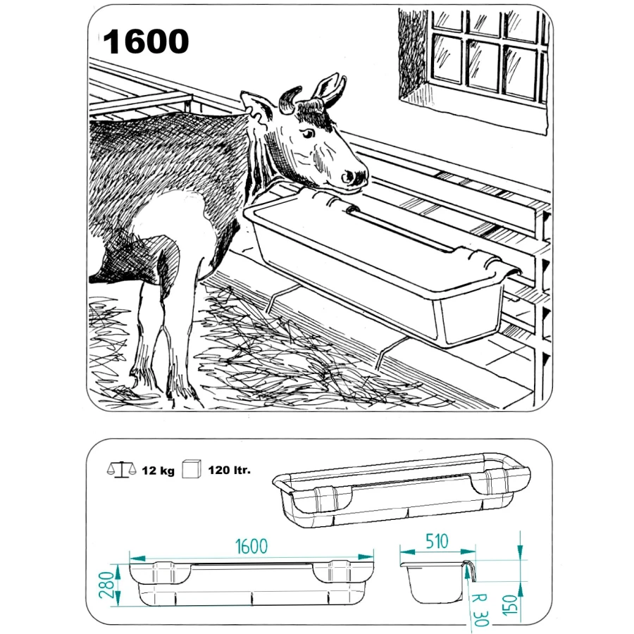 Koryto zawieszane 160 cm 120 l