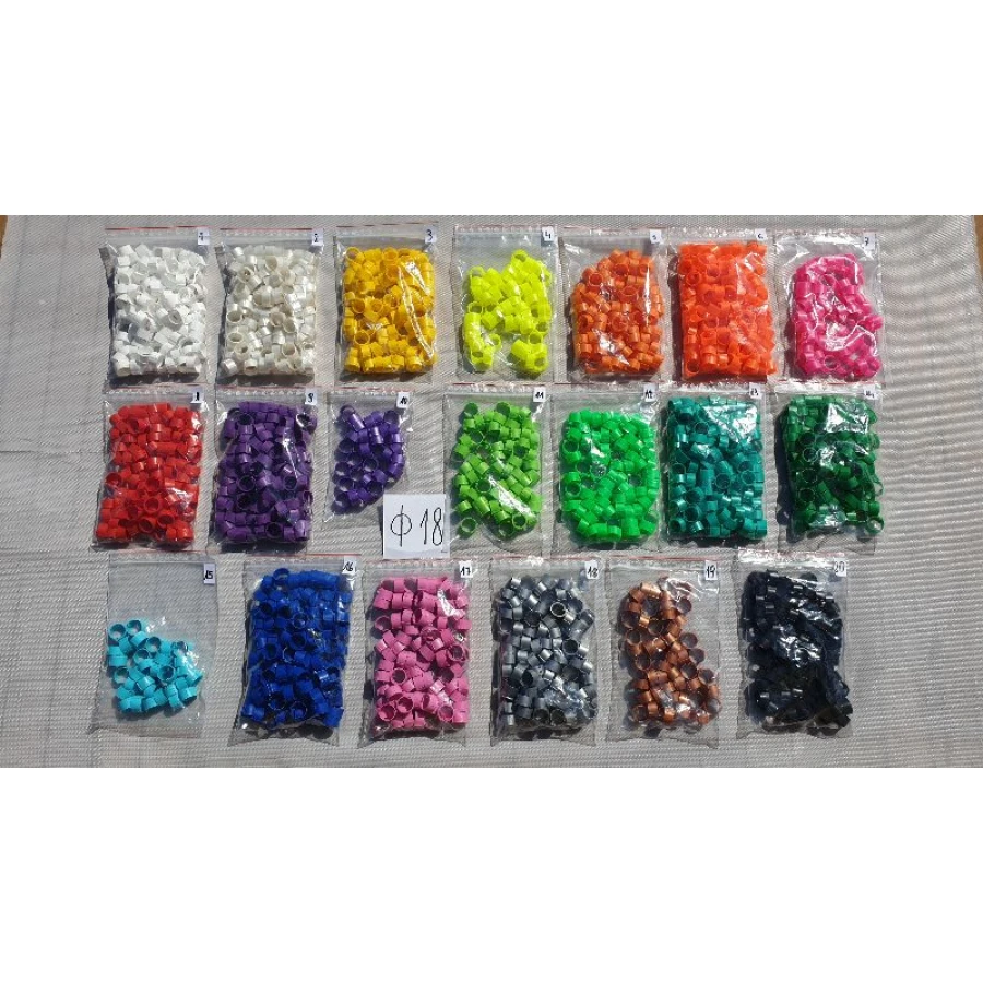 Obrączki 18 mm dla drobiu – 100 sztuk, kolorowe znaczniki dla kur