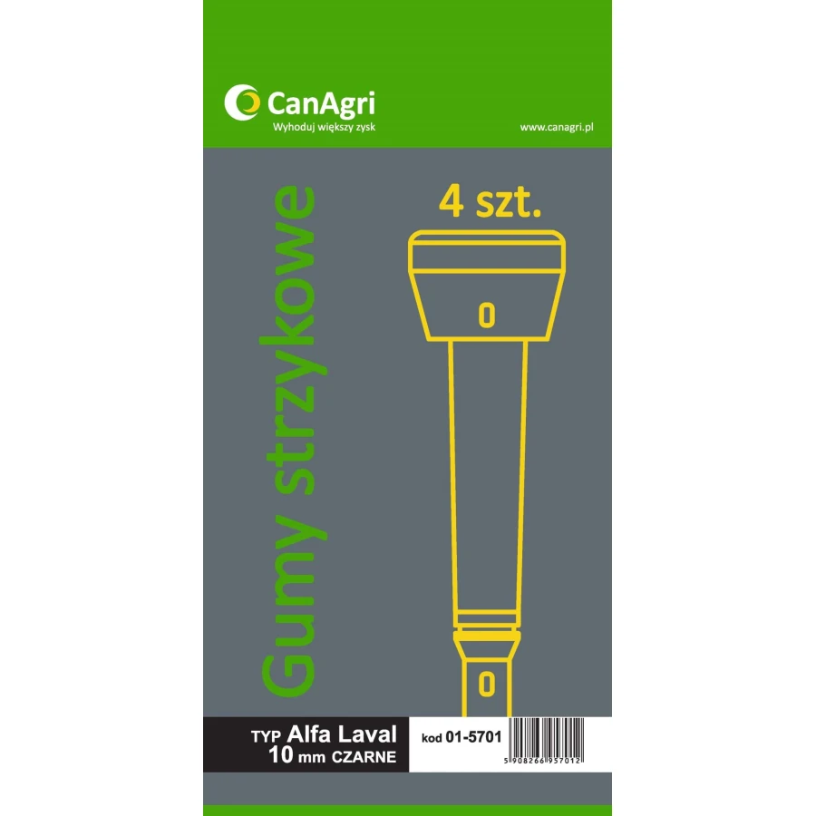 Guma strzykowa typ Alfa Laval 96000001/GS02, 10 mm, 4 szt., Canagri