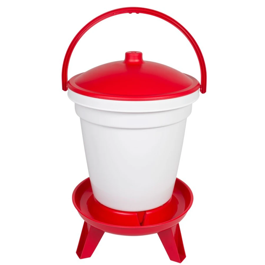 Nóżki do poidła dla drobiu gołębi 18L wiadro z uchwytem i zaworem pływakowym na 3 nóżkach