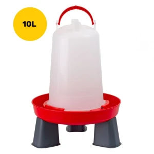 Poidło dla drobiu 10L na nóżkach – 10 szt., czerwono-białe, zakręcane