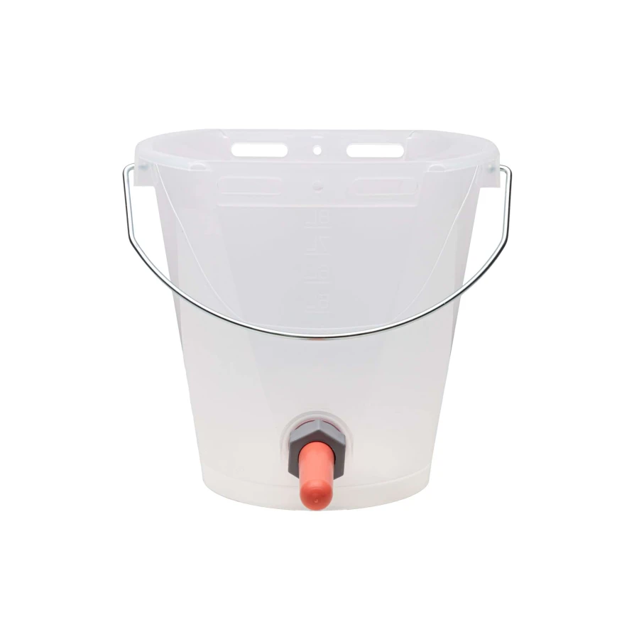 Wiadro do pojenia cieląt kompletne, 8 l, transparentne, białe smoczek gumowy