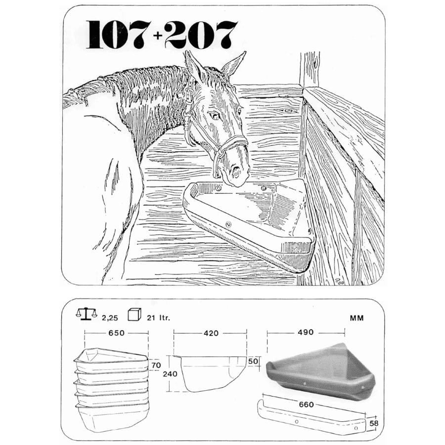 Karmidło narożne zielone, 21 l