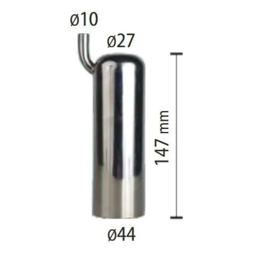 Kubek do gum strzykowych, typ GEA, stal nierdzewna, 147 x 44 x 27 mm