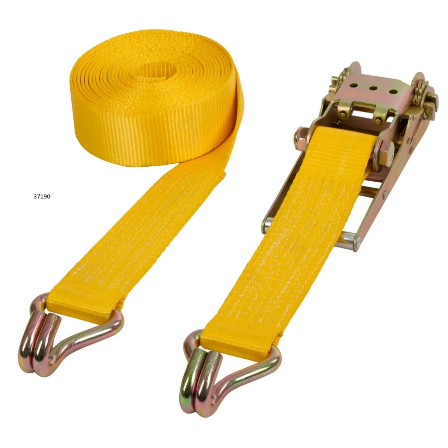 Pas transportowy z napinaczem żółty , dł. 8, szer. 50 mm,  10 000 kg, 5,0 kN, haki J