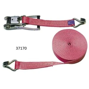 Pas transportowy z napinaczem czerwony , dł. 8, szer. 50 mm, do 5000 kg, 3,0 kN, haki J