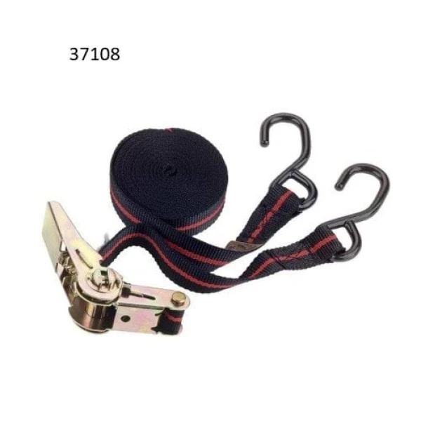 Pas transportowy z napinaczem , 5m x 25mm, 245 kg, 0,5 kN, czarny-czerwony