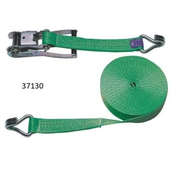 Pas transportowy z napinaczem , dł. 6m x  szer. 35mm, 2000 kg, 1,8 kN, haki J,  zielony