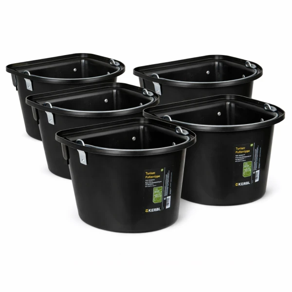 Karmidło na paszę z zawiesiem i pałąkiem, 12 l, czarne, kpl. 5 szt.