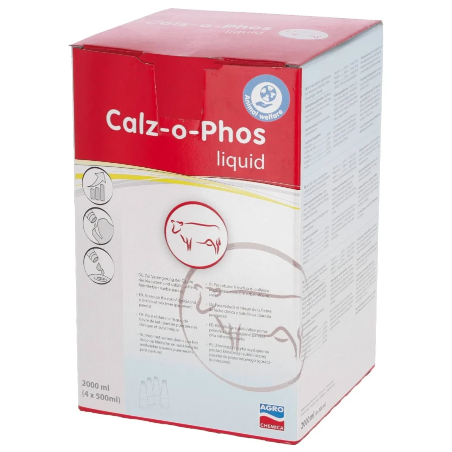 Calz-o-Phos 4 x 500 ml – preparat na niedobory wapnia i fosforu u krów
