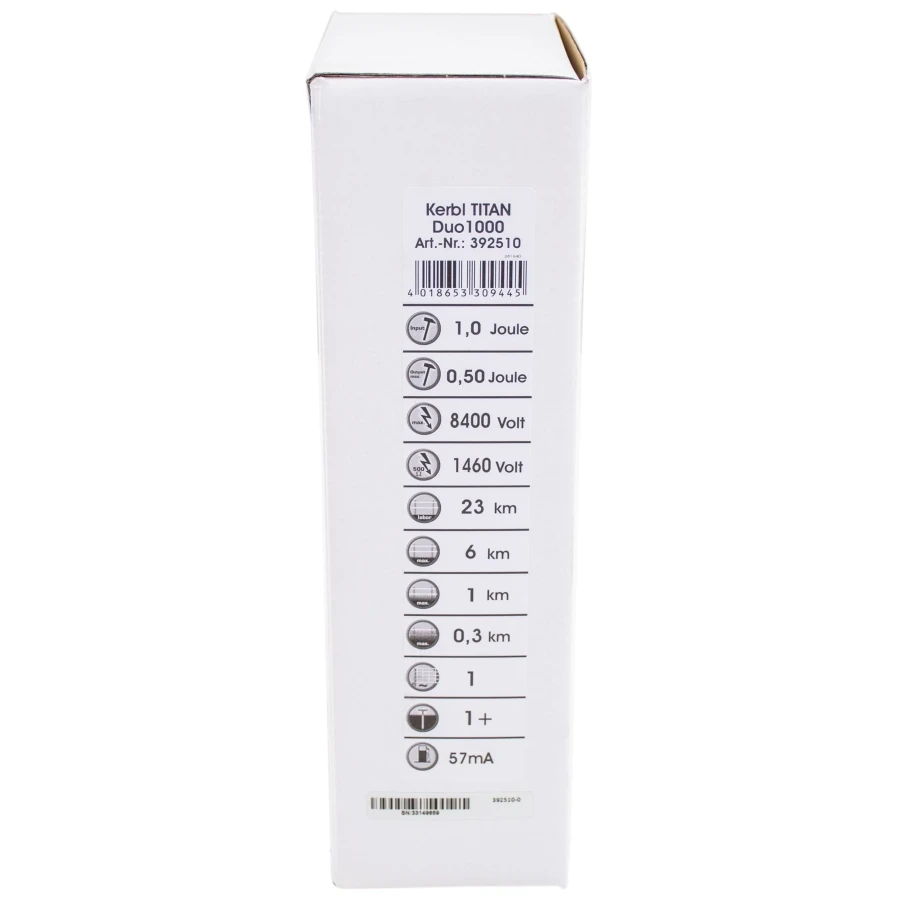 Elektryzator uniwersalny KERBL TITAN DUO 1000 dla koni, bydła i małych zwierząt, 1,0 J