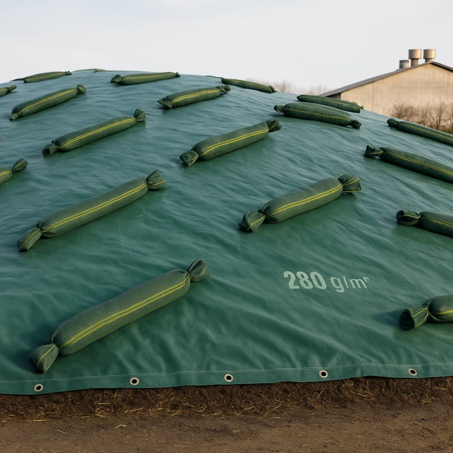 Nieprzepuszczalna tkanina techniczna 280g/m2, do przykrywania pryzm obornika 8 m x 10 m , gwarancja 5 lat