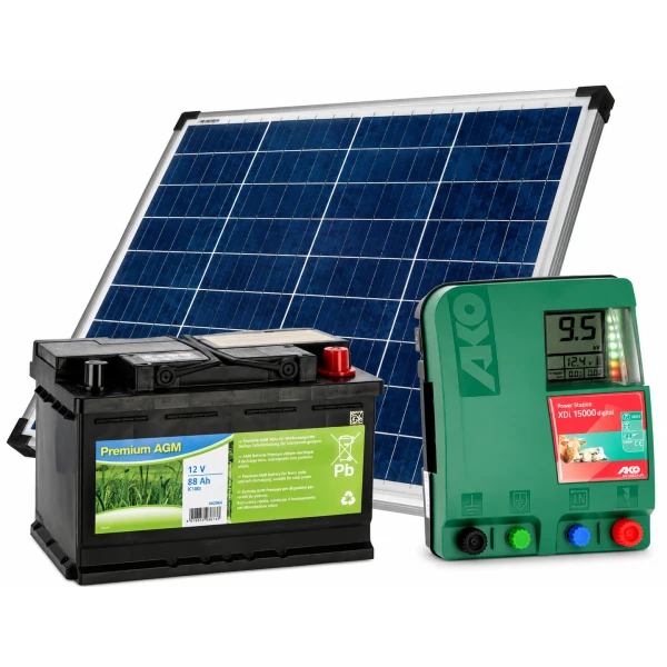 Elektryzator uniwersalny XDi 15000 +panel słoneczny 100W  + Akumulator do ogrodzeń elektrycznych AGM, 12V, 88 Ah,