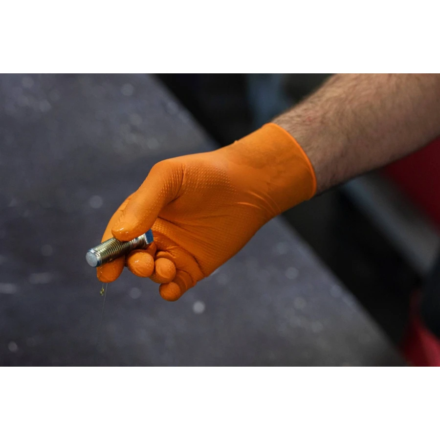 Rękawice nitrylowe Nitrile X-GRIP, 240 mm, roz. XXL , 50 szt., pomarańczowe, Kerbl